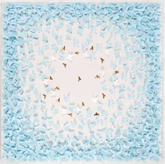 Vlinder Chaos Light Blue - 3d art - Abstract schilderij- plexiglas schilderij - kunst