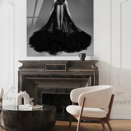 Ball Gown - Zwart wit schilderij- plexiglas schilderij - kunst
