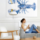 Lobster Delfts Blauw horizontaal- plexiglas schilderij - kunst